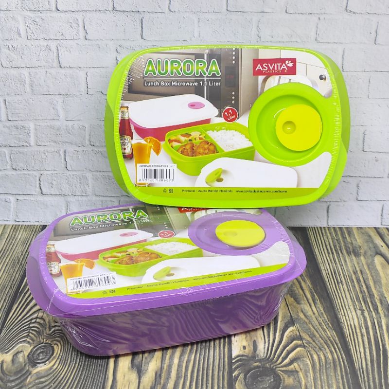 LUNCH BOX / TEMPAT MAKAN SEGI AURORA MICROWAVE 1.1 LITER ASVITA 013176