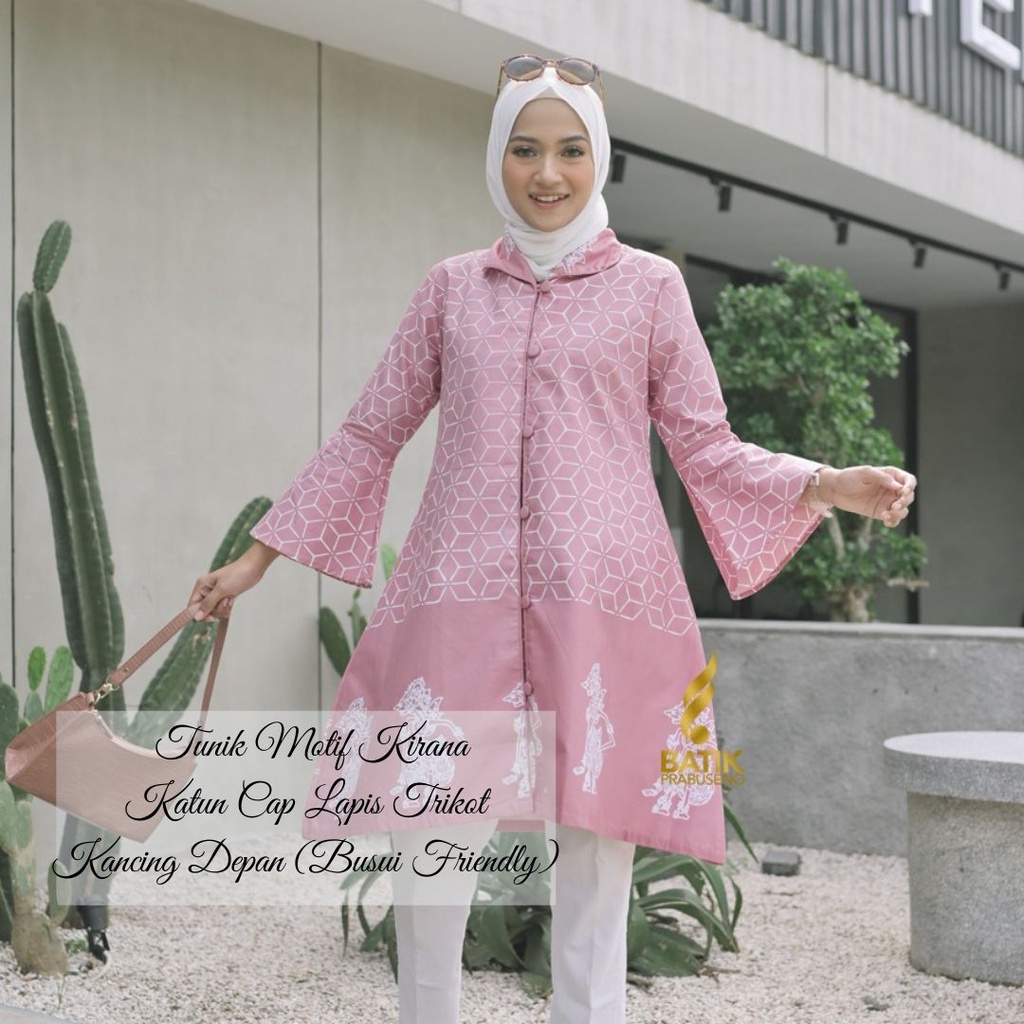 TUNIK KIRANA BATIK WANITA ATASAN TUNIK MODERN LENGAN PANJANG BAJU SERAGAM KANTOR PREMIUM