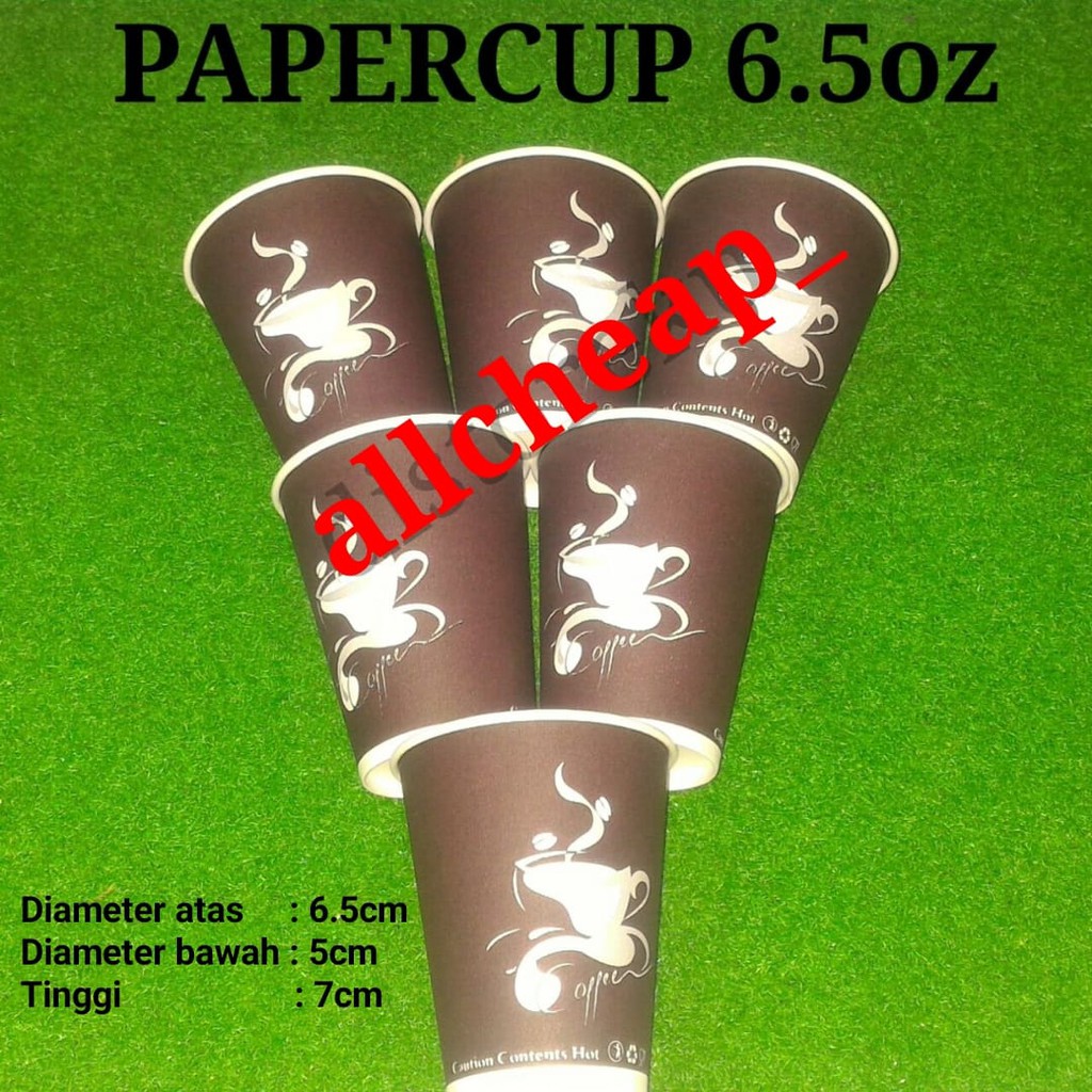 50PCS Gelas Kertas Foam Paper Cup 6.5oz Motif Hot Coffe Kopi Teh Panas