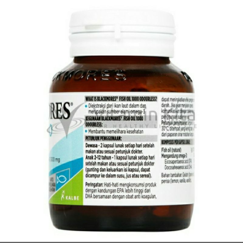 BLACKMORES ODOURLESS FISH OIL 1000 BPOM KALBE - 30 CAPS