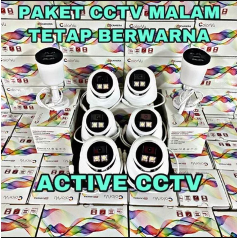 paket kamera cctv 5mp color vu 8 camera komplit siap pasang colorvu colour malam bisa berwarna 8ch