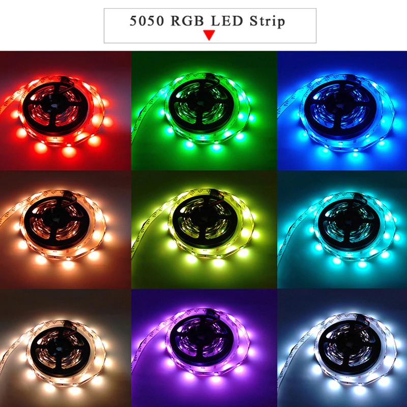 Lampu LED Strip RGB 5050 + Remote + Adapter ( 5 Meter ) Lampu Hias , Lampu Dekorasi , Waterproof