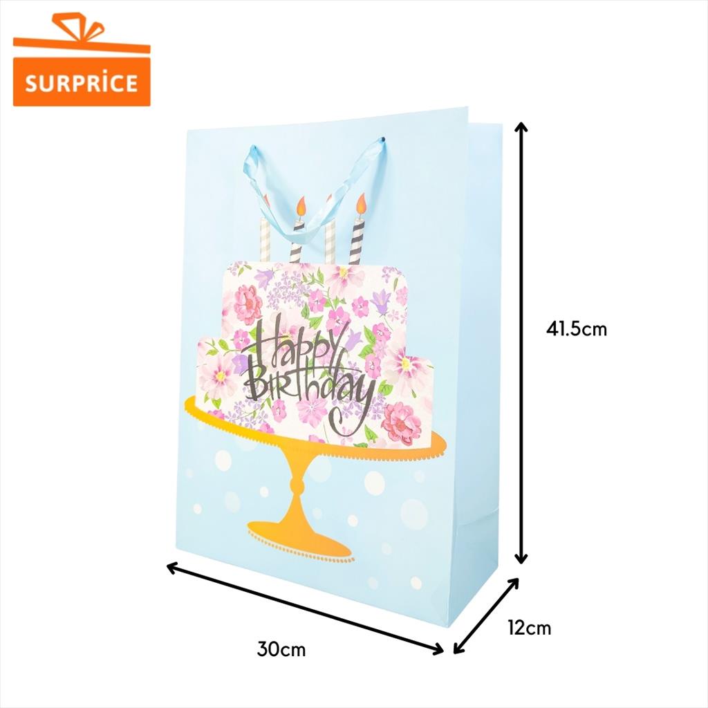 Surprice Paper Bag 30x41x12cm / Kantong Tas Kado Hadiah Ulang Tahun Birthday / Goodie Bag-HBD Biru