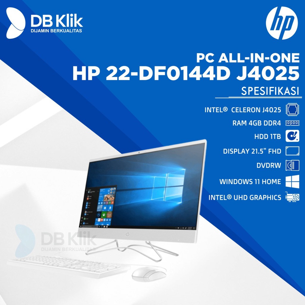 PC AIO HP 22-DF0144D Celeron J4025 4GB 1TB Windows 11 | 21.5 Inch FHD