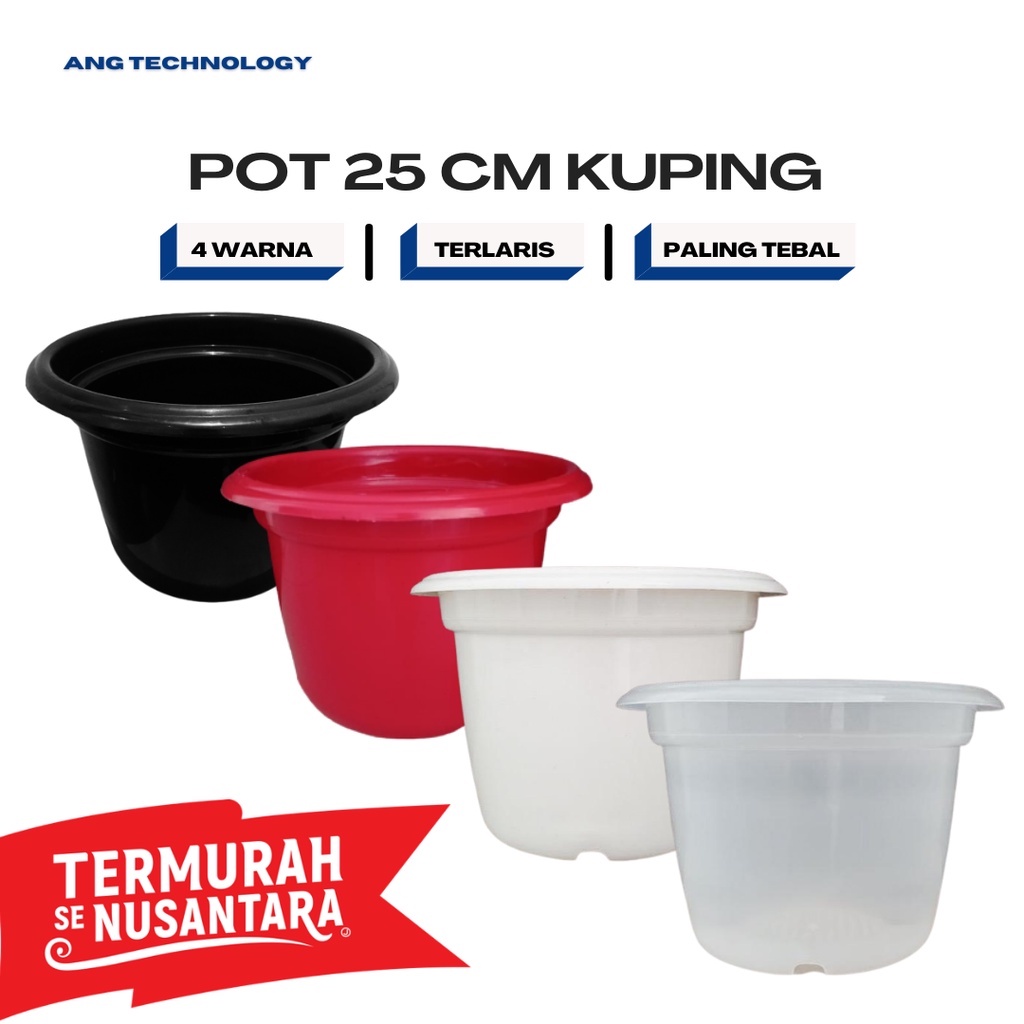 Pot Bunga / Pot Tanaman ANG Hitam 25 cm Termurah se-Indonesia