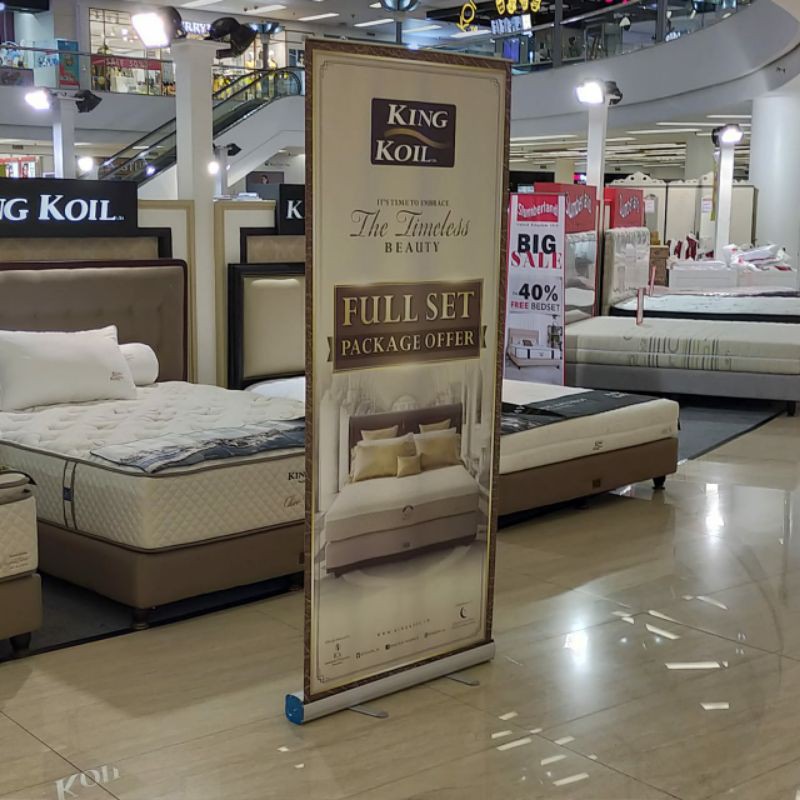 ROLL UP BANNER 80 X 200 ALUMUNIUM + CETAKAN FLEXI 340 GSM/STANDING ROLL UP BANNER ALUMUNIUM