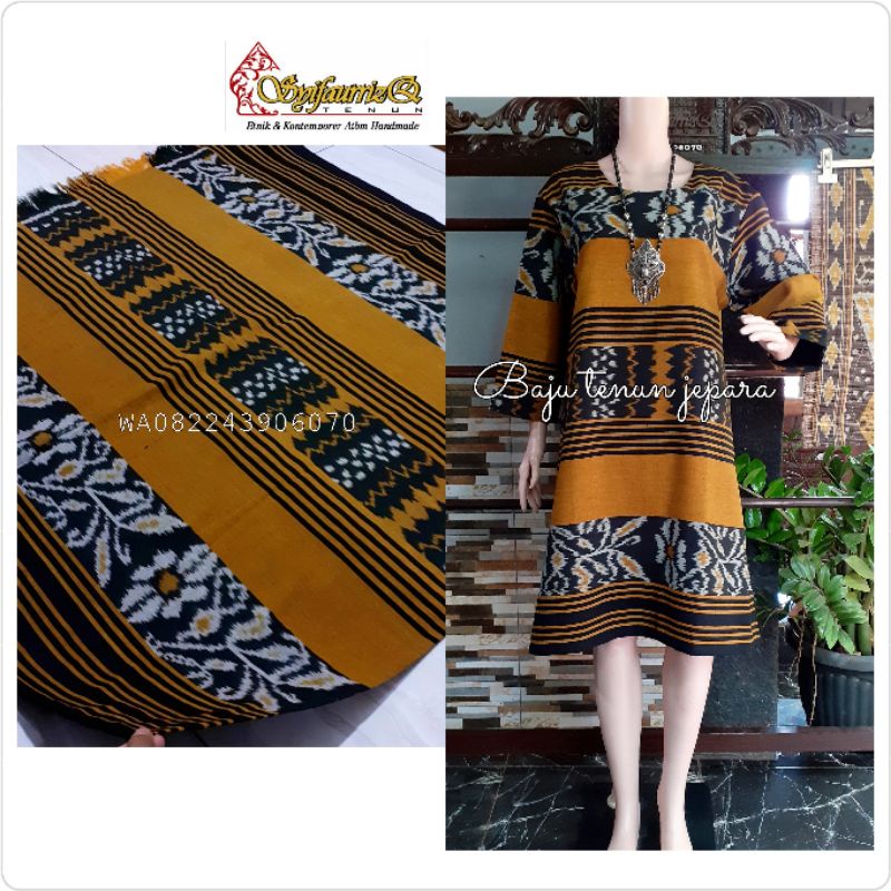 Dress etnik baju tenun jepara dress tenun mix toyobo DTB99