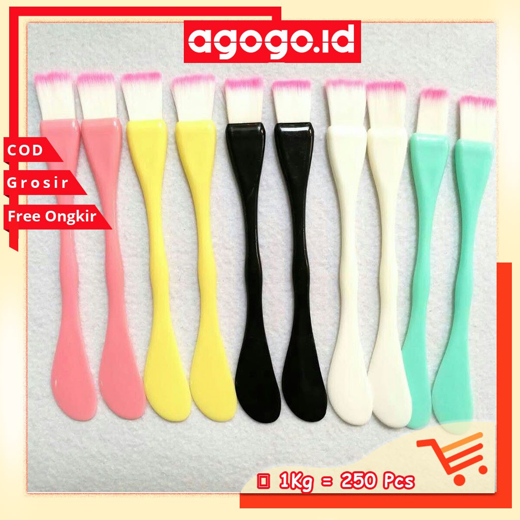 AGG-247 Kuas Masker Wajah 2 In 1 / Kuas Masker Bulu / Brushes Make Up Tools / Spatula 2 in 1