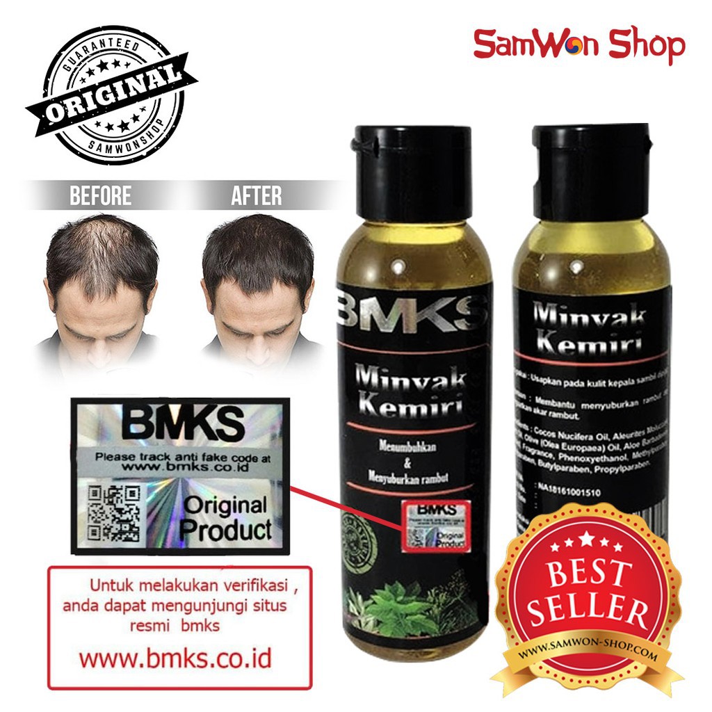 BMKS Minyak Kemiri Penumbuh & Penyubur Rambut Botak / Rontok. Ketombe & Uban ORIGINAL BPOM
