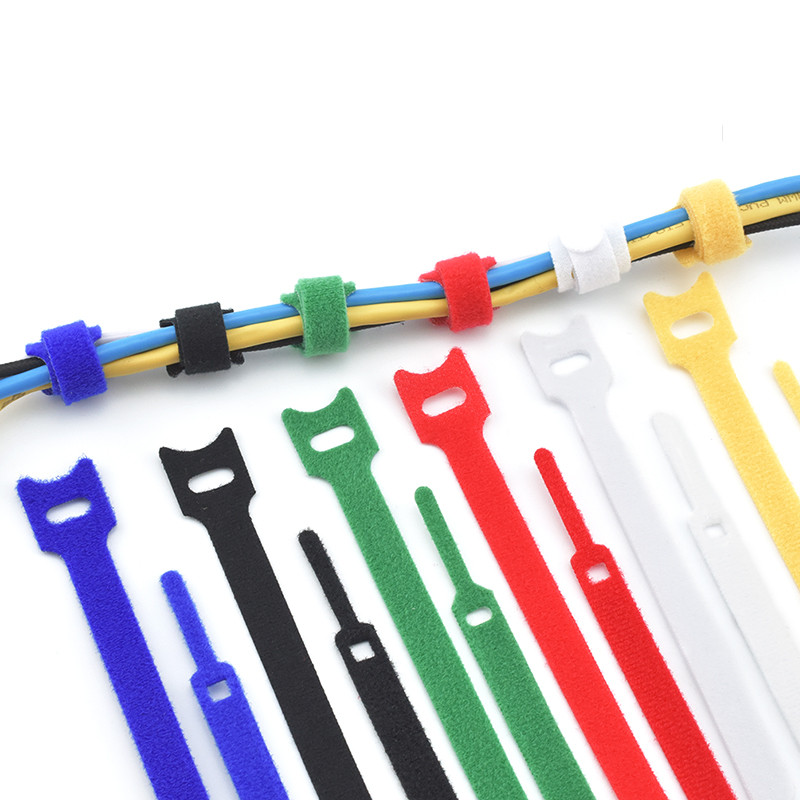 20Pcs 20cm Reusable T-type Velcro Cable Tie Wire/Colorful Computer Data Cable Tape Buckle Belt/Nylon Adhesive Hook Fastener Straps Organizer