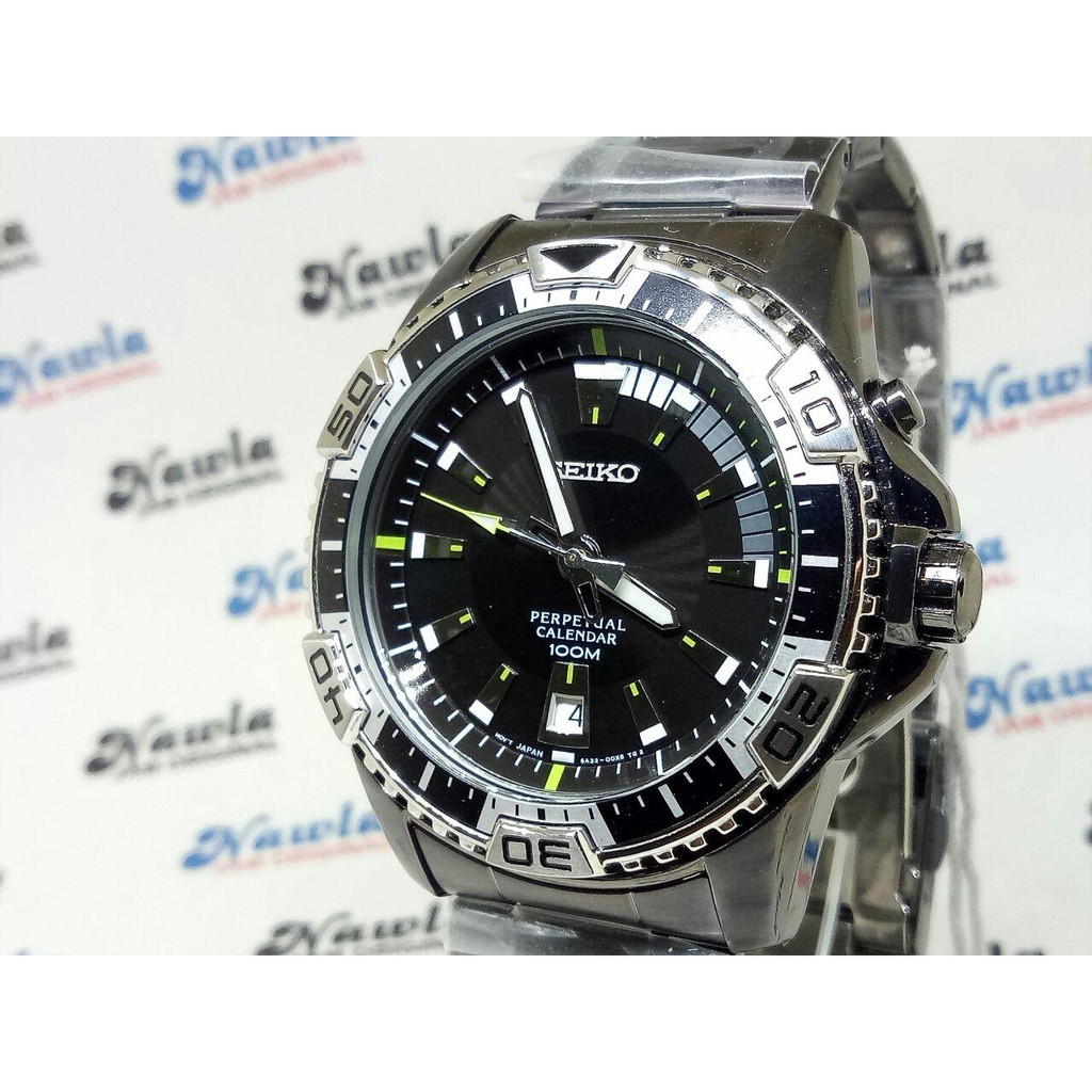 Seiko Perpetual SNQ115P1 Black Stainless - Jam Tangan Pria SNQ115