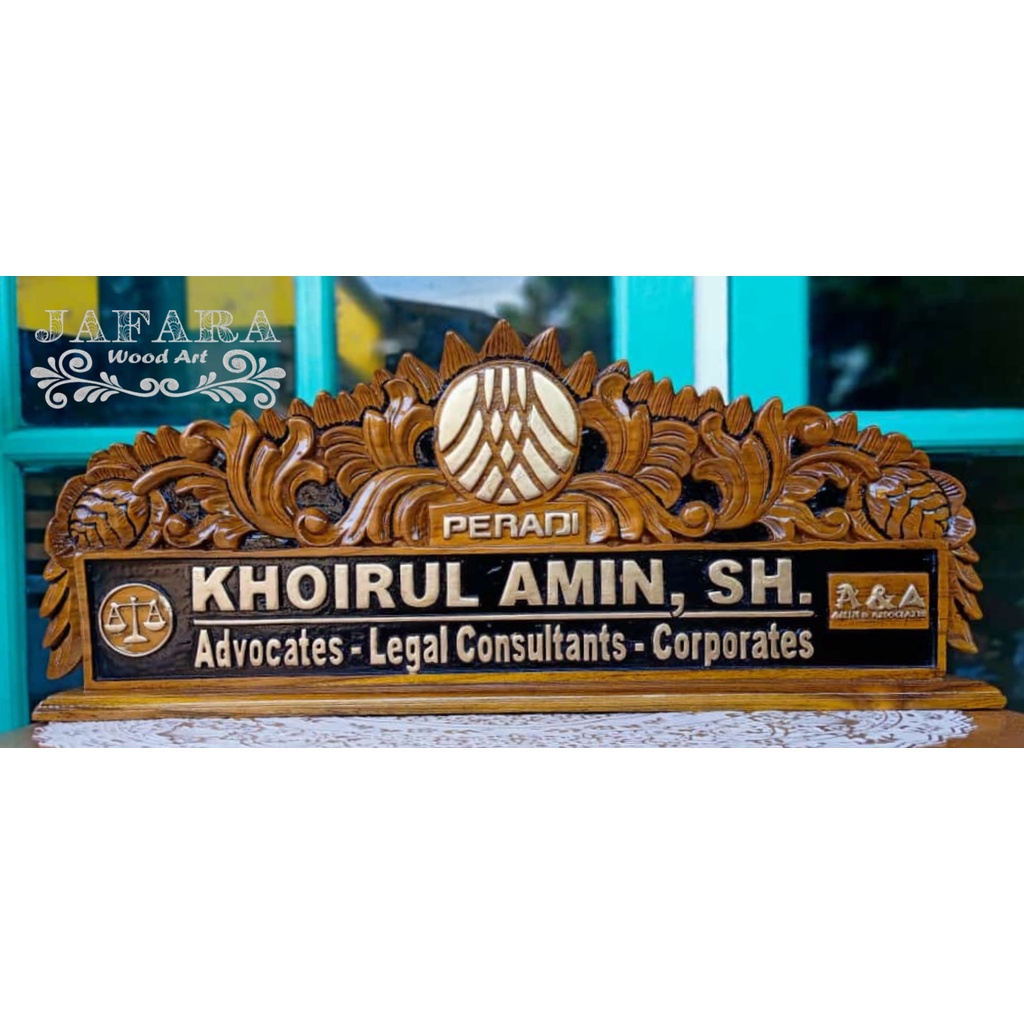 

Papan Nama Meja Kantor Custome/ Papan Nama Kayu Ukir