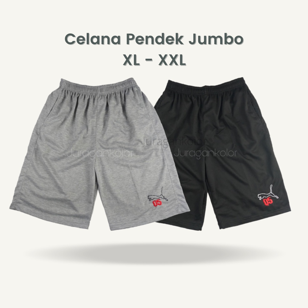 Celana Pendek Pria Jumbo Polos Kaos Baby Terry Bordir -MCN05