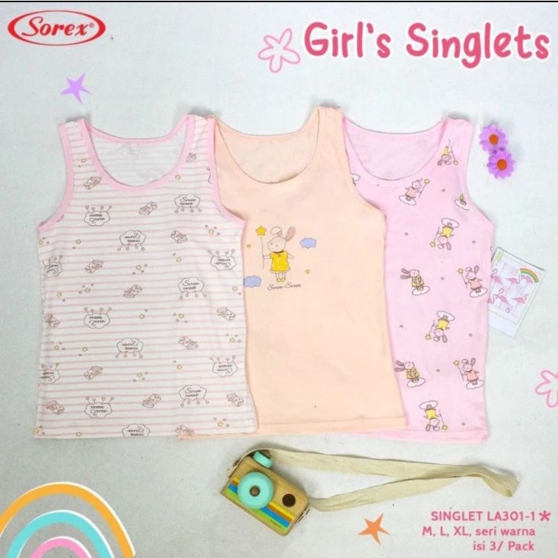 Singlet motif anak perempuan 4 - 10 tahun Sorex LA 301