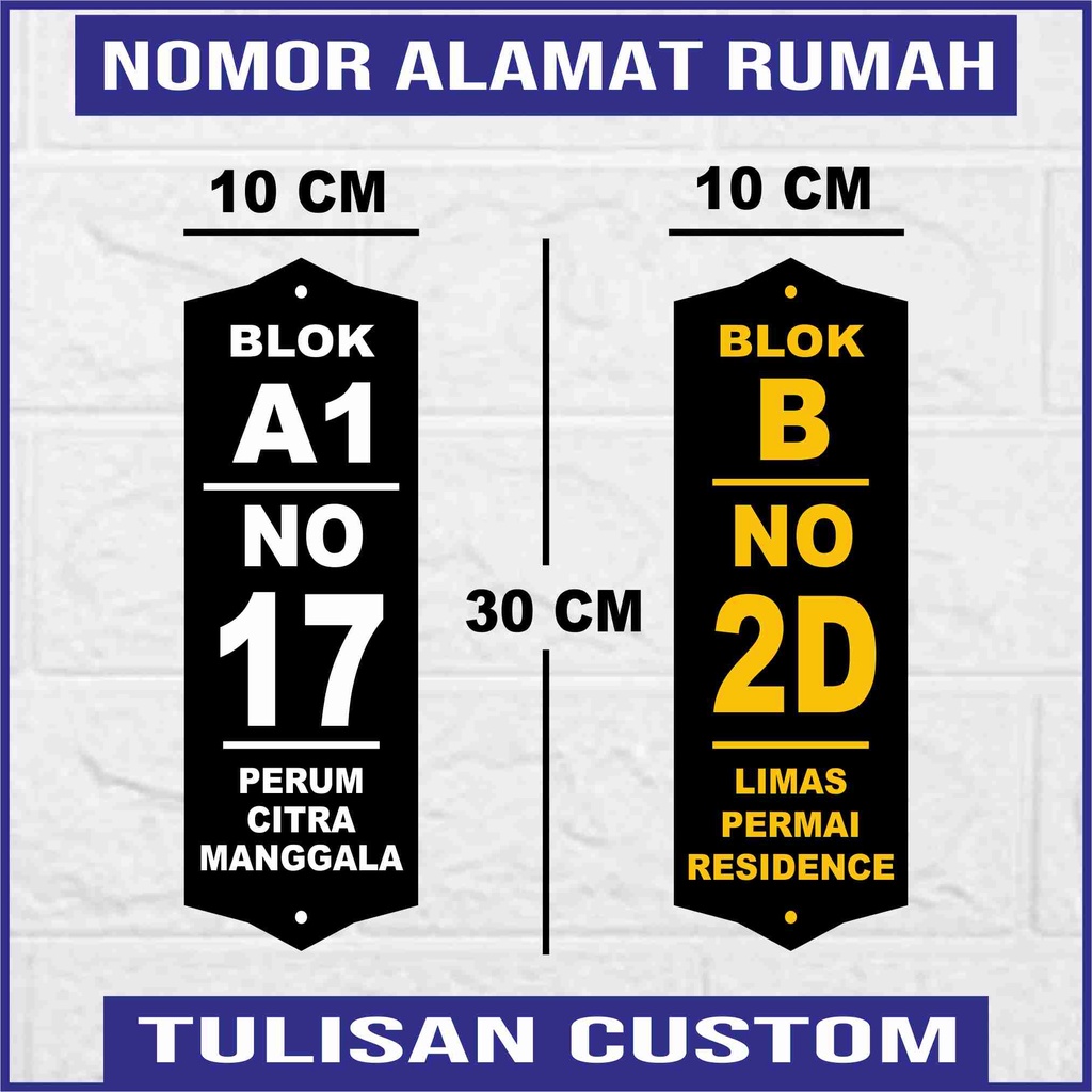 Nomor Rumah & Alamat Papan Alamat Nomor Rumah  Akrilik