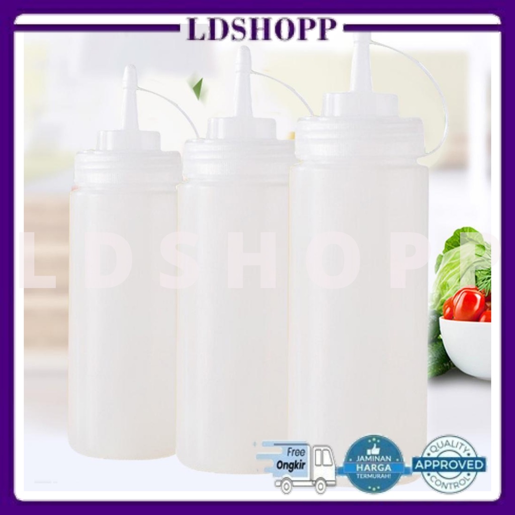LDS SS11 Botol Saos Dengan garis Dispenser Saus Plastik Mayonaise Kecap Cuka Minyak Dapur