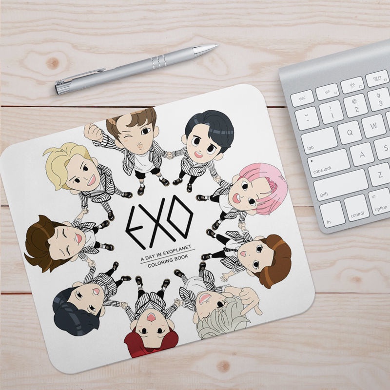 Mouse Pad Ukuran Kecil Motif Exo Merchandise Zhang Yixing Luzhen Park Chanyeon Binyu Baek Sehun Wu Sehun Seaming