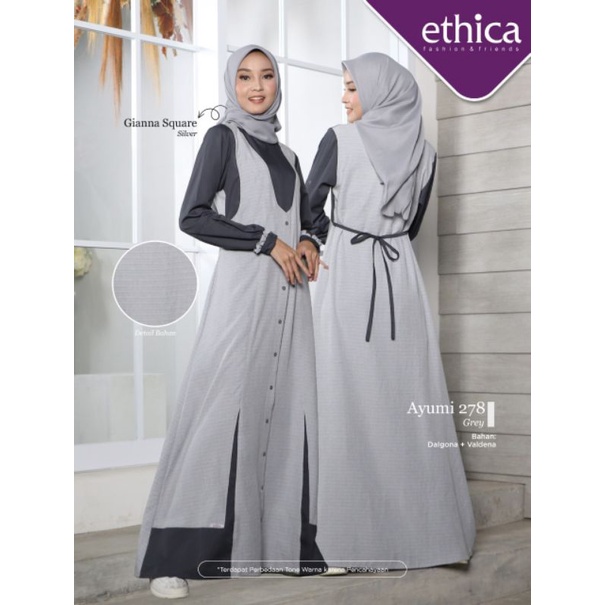 Gamis Ethica Terbaru Ayumi 278 Grey Navy
