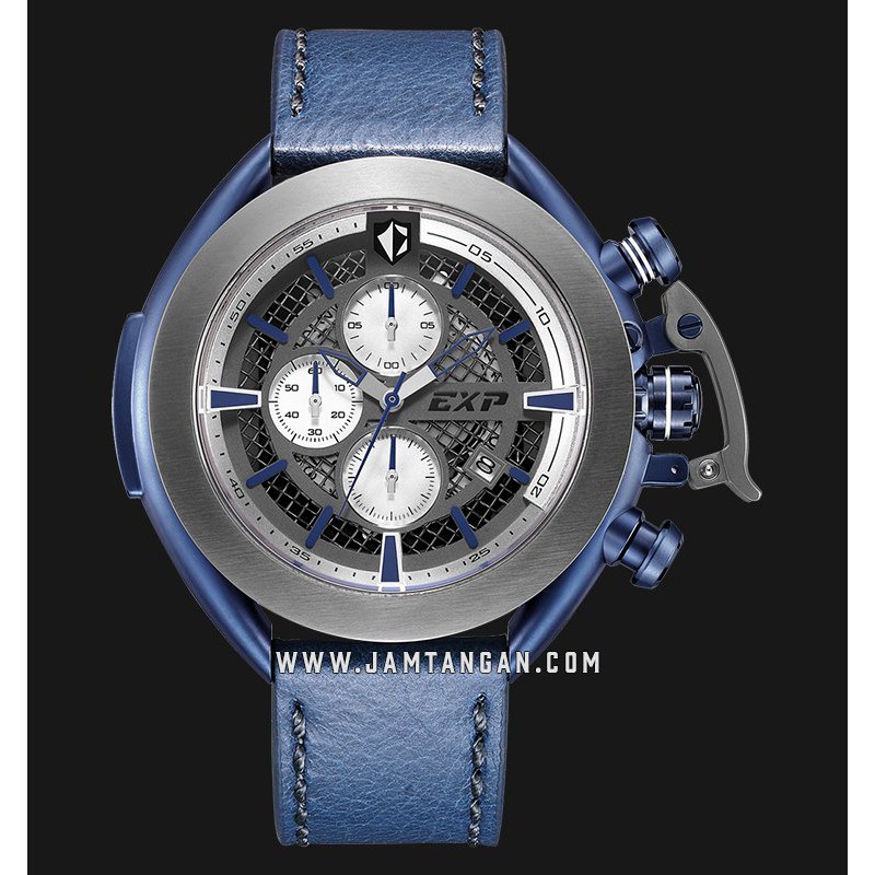 Expedition E 3001 MC LGUSL Chronograph Men Skeleton Dial Blue Leather Strap
