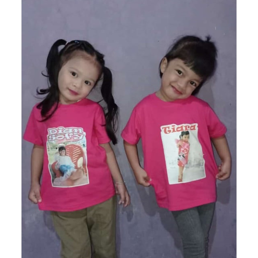 KAOS ANAK SABLON FOTO DAN NAMA