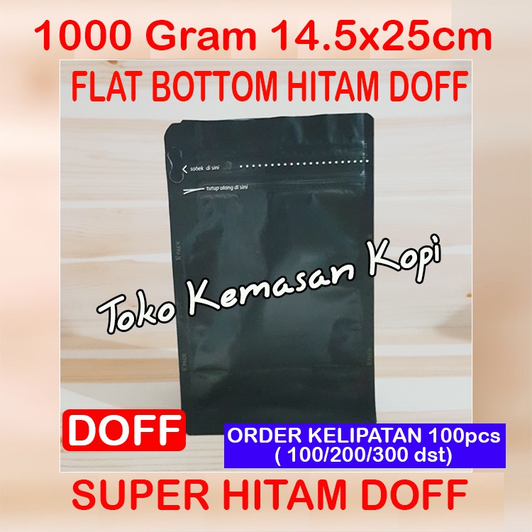 

Kemasan Kopi 500gr/Flat Bottom Super Hitam DOFF 1000 (14x25cm)+ZIPLOCK/Snack/BIJI KOPI/BUBUK KOPI