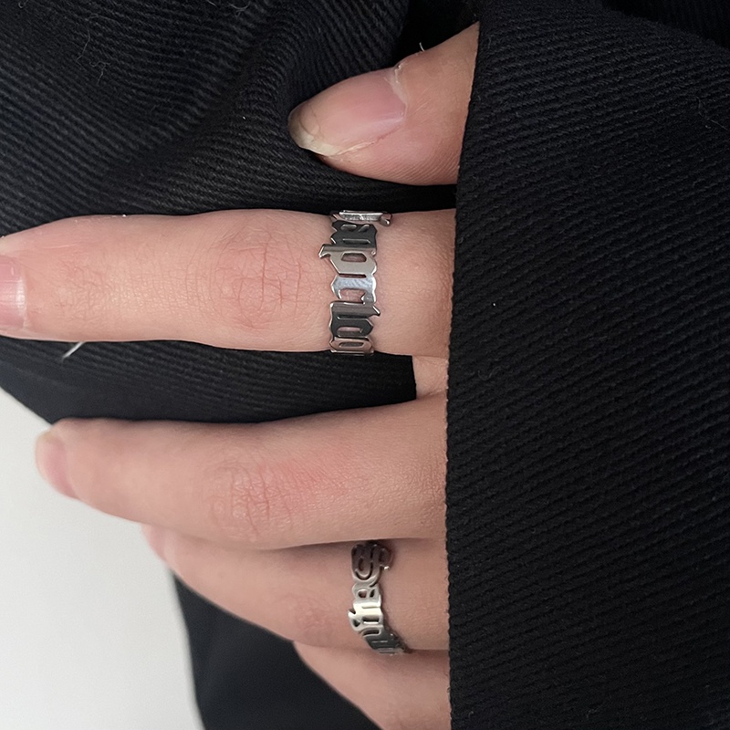 Sanskrit Cincin Terbuka adjustable Gaya hipster Bahan titanium steel Untuk Perhiasan Wanita