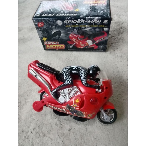 mainan anak racing moto Spiderman 3 / motor Spiderman Bimo n go