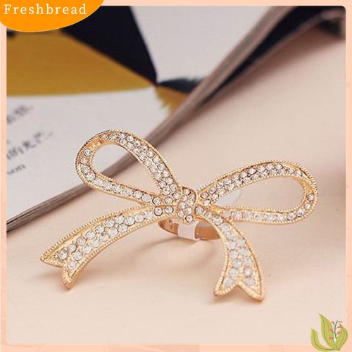 Fresh| Cincin Knuckle Wanita Desain Pita Besar Hias Berlian Imitasi Berkilau Untuk Hadiah
