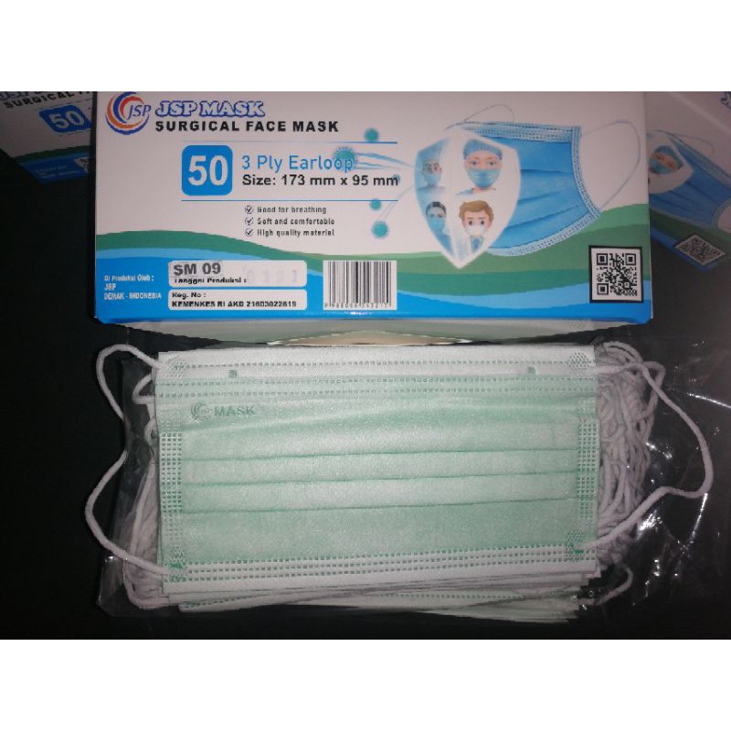 Masker medis Bedah total protection 3ply earloop @50pcs