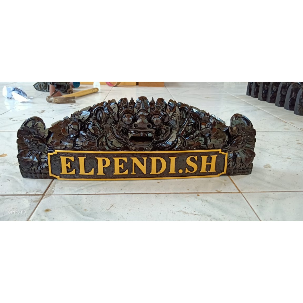 Papan nama Ukiran barong Bali nameplate ukiran handmade hiasan dekorasi
