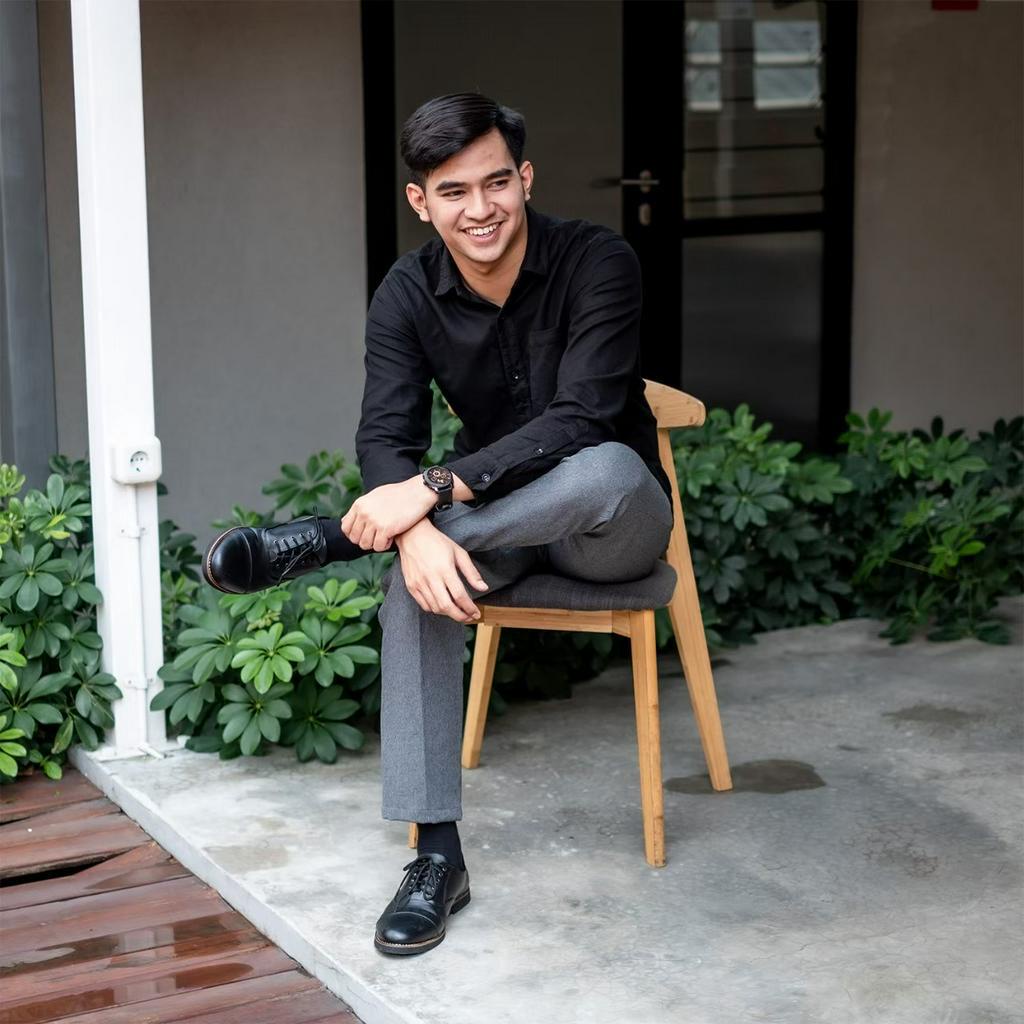 Sepatu Pantofel Formal Pria Casual Hitam Tali Original