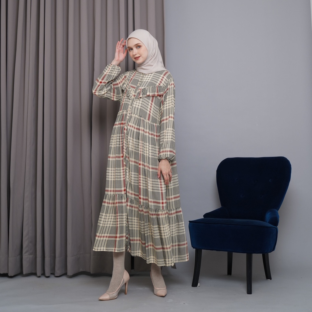 Ayana ankle dress rayon viscose premium midi dress rayon hayya dress looklike haideeorlin hayyah houdstooth khaki hayya gingham vanesza wear mimpi  series