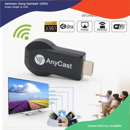Konektor Dongle Handphone Ke Layar Tv Monitor HDMI Wifi Display Receiver Anycast Chromecast HD Wirel