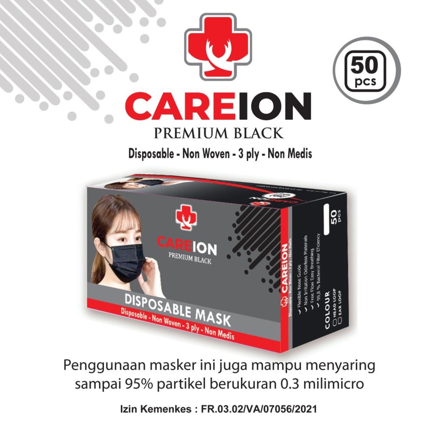 Jual MASKER 3 PLY / MASKER HITAM / PUTIH / HIJAU / BIRU ISI 50PCS/BOX ...