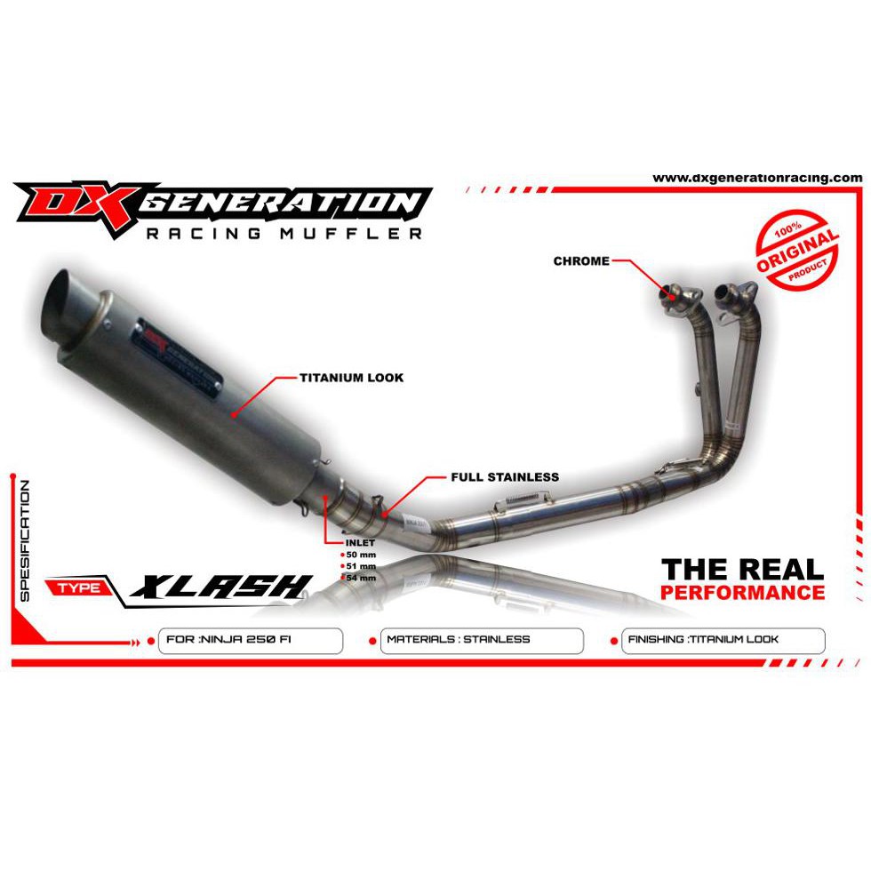 Knalpot Dx Xlash Fullsystem Ninja 250 Fi atau Carbu atau All New Ninja 250