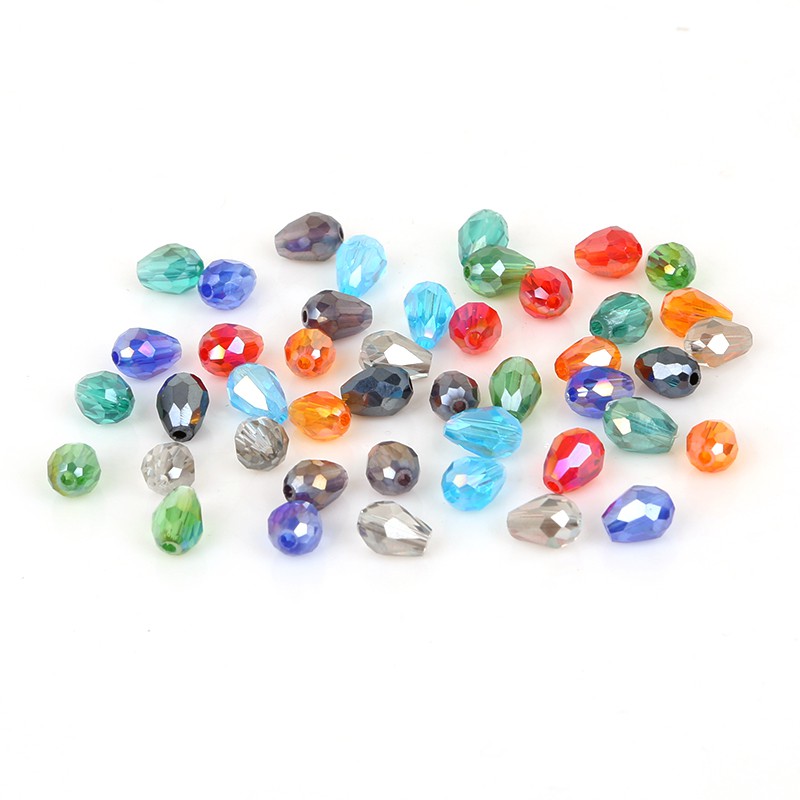 70 Pcs Manik-Manik Kristal Bentuk Tetesan Air Ukuran 5x7mm Untuk Aksesoris Pakaian