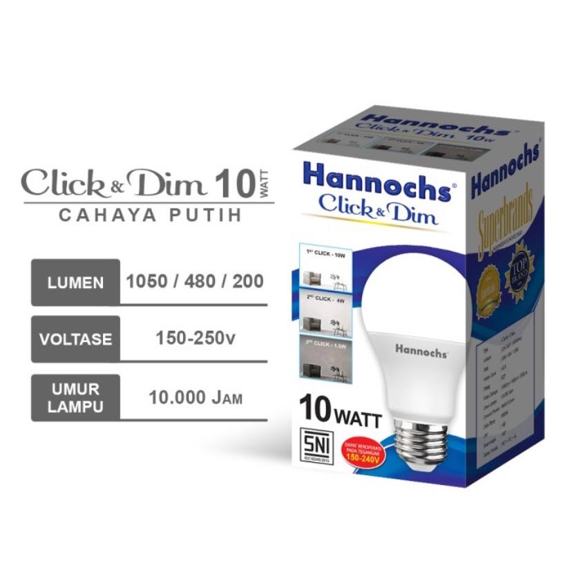 Lampu LED Hannochs Click n Dim / Bohlam LED tdk perlu dimmer