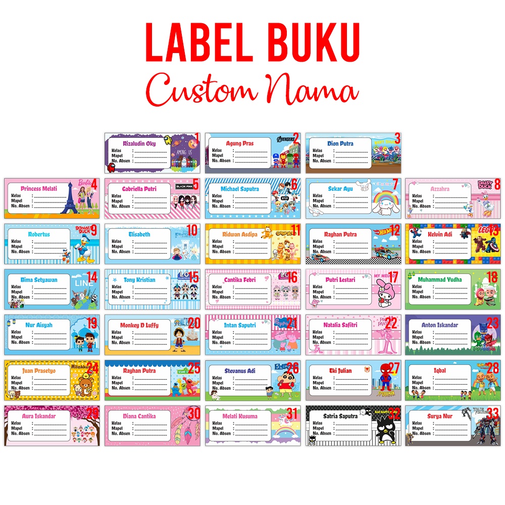 

Custom Label Book Sticker Nama Buku Jadwal Pelajaran Sekolah Anak