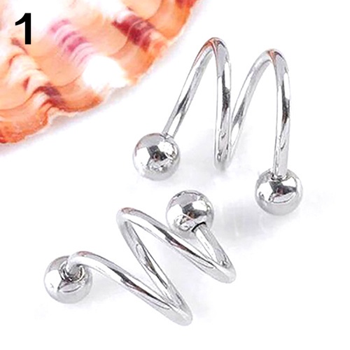 Cincin Tindik Telinga Bibir Hidung Tubuh Bentuk Spiral Bahan Stainless Steel Gaya Punk