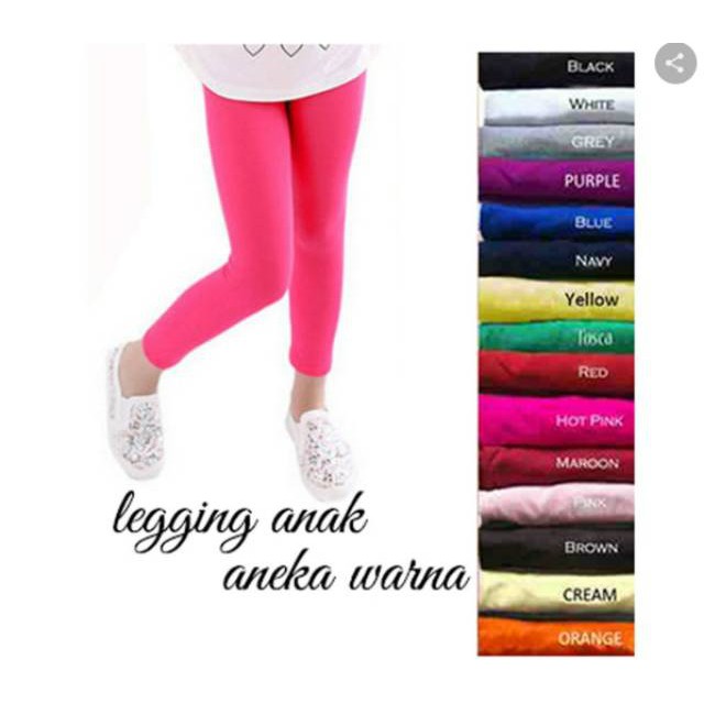 Celana Legging Polos Katun Anak Elastis Celana Anak / Legging Anak