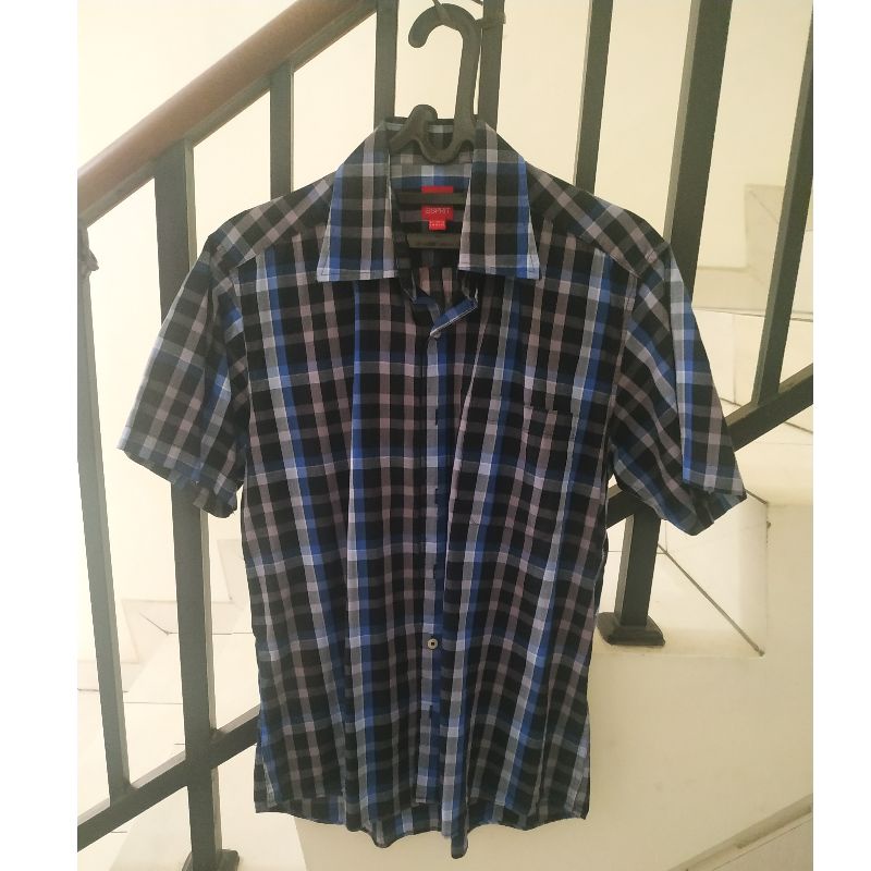 jual preloved kemeja pria esprit S motif kotak used/second/bekas