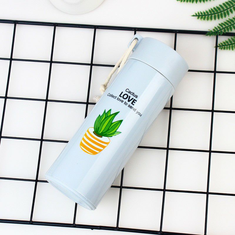 Botol Minum Kaca Warna - Termos Kaca Unik MOTIF TANAMAN KAKTUS 400ml-1