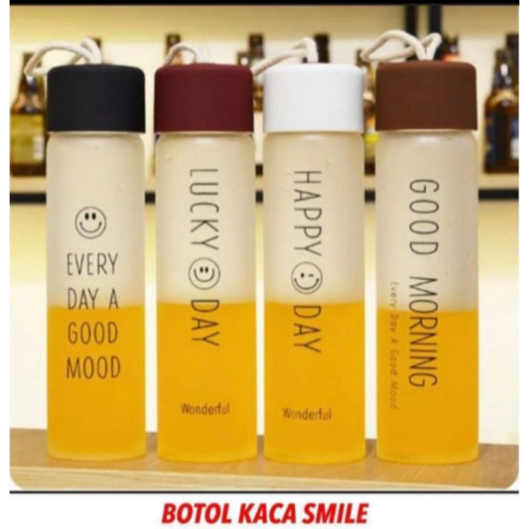 Jual BOTOL KACA SMILE LUCKY DAY - TEMPAT MINUM AIR SMILE HAPPY SMILE ...