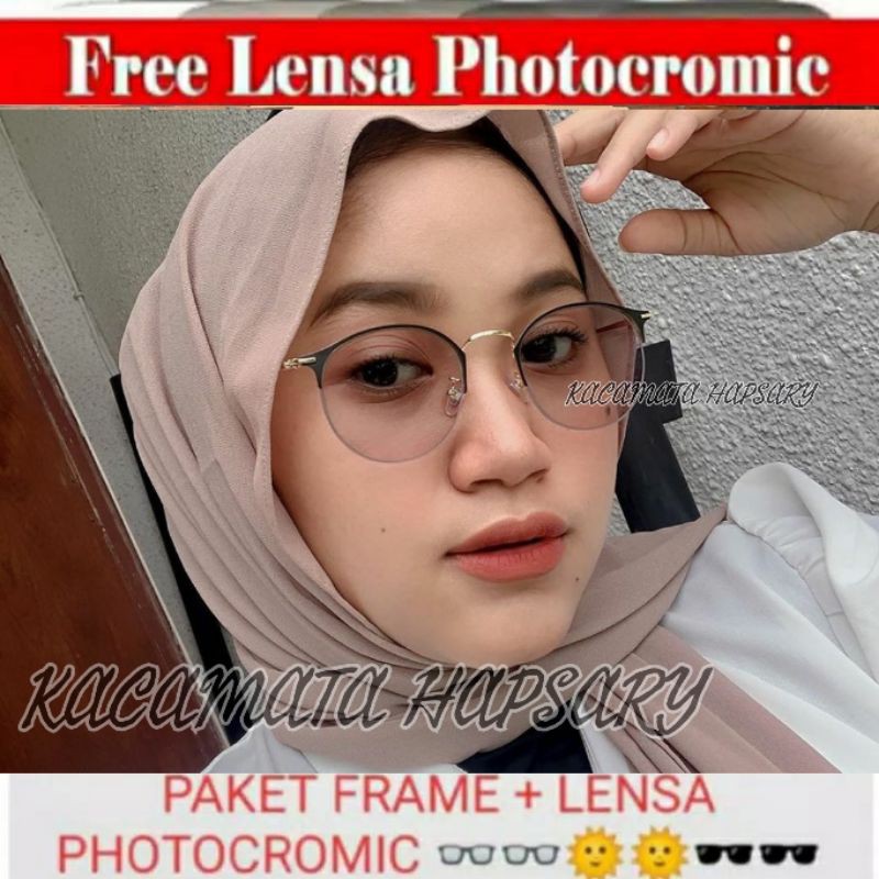 PAKET LENSA PHOTOCROMIC, KACAMATA 1303, ANTI RADIASI, KACAMATA MINUS, KACA MATA WANITA ANTI UV