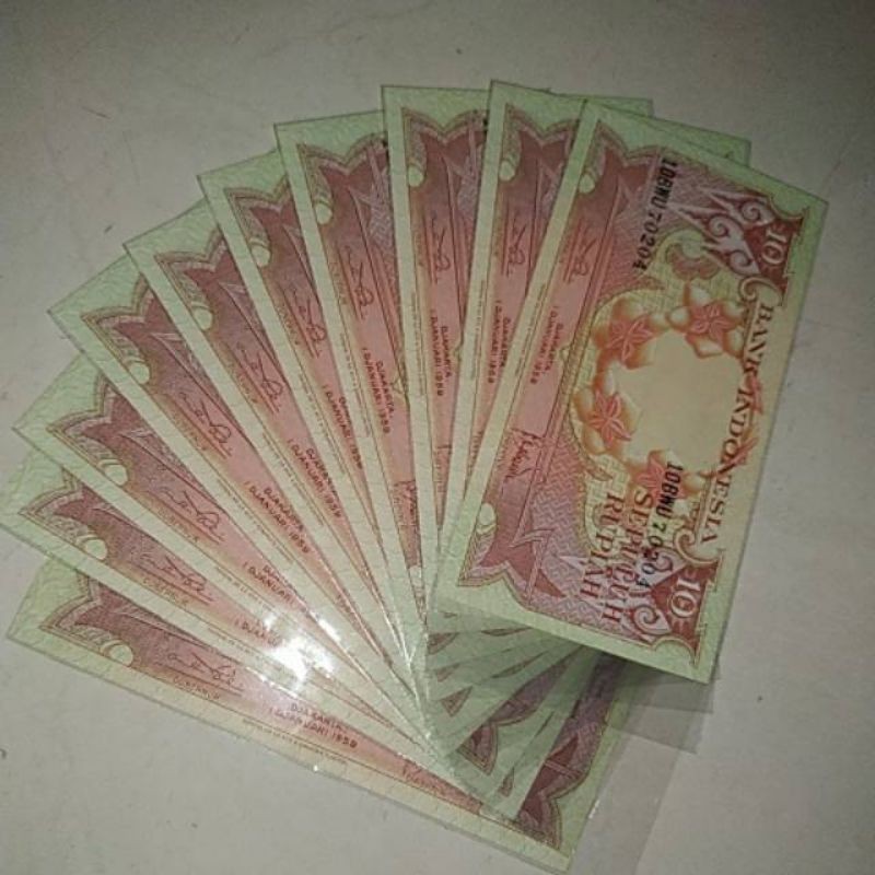 (GRESS) Uang kuno 10 rupiah seri bunga gress cocok buat mahar nikah