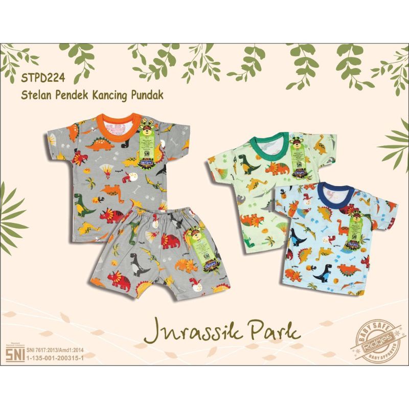 3pcs_setelan pendek RIDGES terbaru jurassic park ,rainbow cats,play your magical,hulahop animal, DINO skate board &amp; PARASUT S.M.L.XL / SETELAN ANAK/ setelan RIDGES pendek