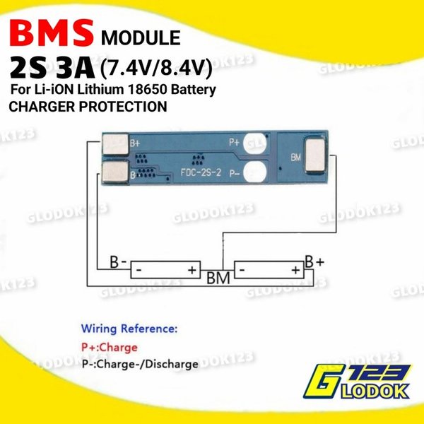 Modul BMS Battery Charger Protection Pelindung Baterai 18650 2S 3A