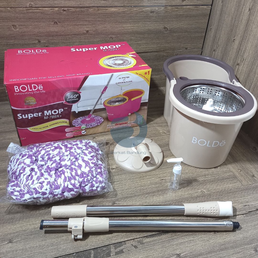 Alat Pel Super Mop BOLDe M-789 + Botol Pewangi (PUTARAN STAINLESS)