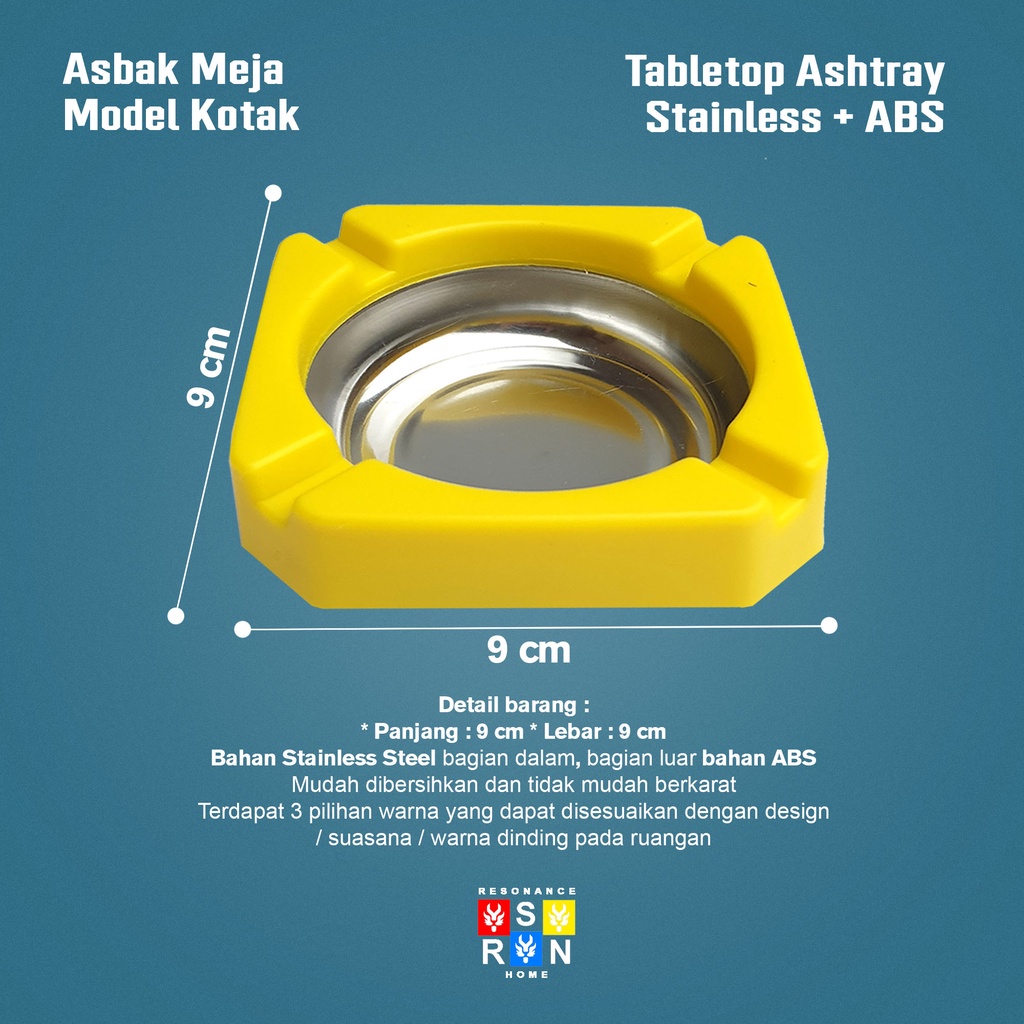 Asbak Kotak Warna Warni / Square Tabletop Ashtray Resonance Home