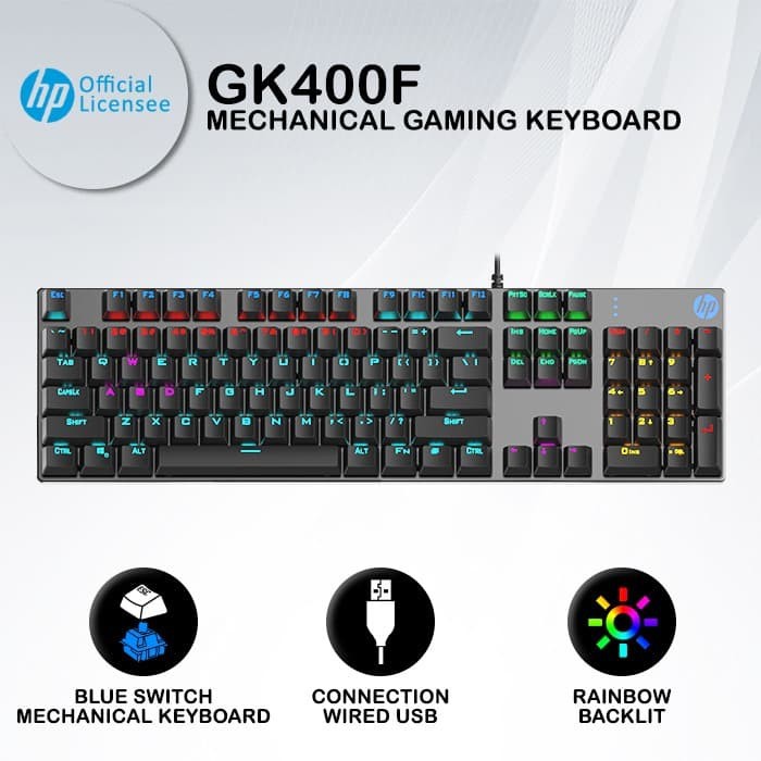 Keyboard Gaming HP GK400F - RGB Blue Switch Mechanical Keyboard original